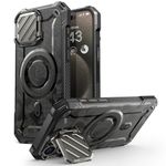 SUPCASE for iPhone 15 Pro Max Case with Stand [Compatible with MagSafe] [Built-in Camera Cover Kickstand] [Military-Grade Protection] Heavy Duty Magnetic Phone Case (BlackCamo)