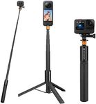 K&F Concept 120cm Action Camera Tripod Selfie Stick, Invisible Extendable Portable Grip, Selfie Stick Tripod Compatible with Go Pro Hero 13 12 11 10 9 8, DJI Osmo Action 5 Pro 4 3, Insta360 x5/GO 3S