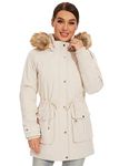 Royal Matrix Women's Parka Coat Winter Warm Parka Jacket Fleece Lined Parka Coat Long Winter Coat with Hood (New-Beige, Medium)