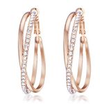 Gemini Ladies Jewerly Rose Gold Plated Big Round Hoop Crystal Pierced EarringsGm032Rg, Size: 5cm Color: Rose Gold