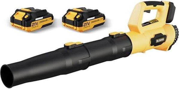LEAPUL Leaf Blower, 21V Electric Cordless Leaf Blower, 2 X 2.0Ah Batteries and Charger Included, Lightweight Leaf Blower for Patio Cleaning, Lawn Care, Blowing Leaves and Dust, etc. LP69, Yellow