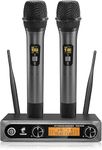 TONOR Wireless Microphone,Metal Dual Professional UHF Cordless Dynamic Mic Handheld Microphone System 200ft(TW-820)