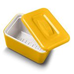 Zeal Insulated Butter Dish, Large 500g Capacity Double Walled Butter Tub/Container with Lid, Melamine - Mustard Yellow