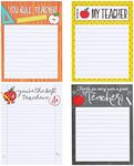 Paper Junkie 4-Pack Teacher Notepad Sets for Classroom Gifts, Professor Appreciation, School Supplies, 50 Sheets Per Memo Pad, 200 Sheets Total, 4 Motivational Designs (4x5 in)