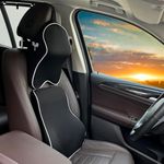 Grin Health Orthopedic Car Backrest Pillow with Neck Rest Pillow Combo Pack, Headrest & Lumbar Back Support Cushion for Comfortable Driving for Car, Office, Travel (Large Plus, Black)