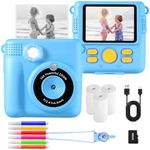 AORILE Kids Camera,Instant Print Camera for Kids,1080P HD Digital Camera with 32G SD Card,3 Rolls Photo Paper & 6 Color Pens, for 3-14 Year Old Girls (Blue)