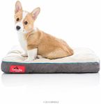BRINDLE Soft Shredded Memory Foam Dog Bed with Removable Washable Cover, khaki, 22in x 16in