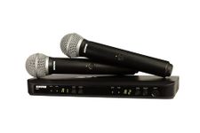 Shure BLX288/PG58 Wireless Microphone System - 14-Hour Battery Life, 300 ft Range, UHF | Includes (2) PG58 Handheld Vocal Mics, Dual Channel Receiver | H9 Band (BLX288/PG58-H9)