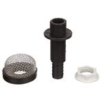 Seachoice 18191 Thru-Hull Strainer Mount with Aerator Screen - Fits 3/4 Inch Hose, One Size, Black