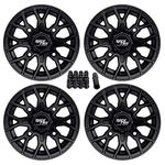 RT104 4pc 14in ATV Wheels 4x110 Rims 14x7, 5+2 Offset, Includes 10x1.25 Lug Nuts - Compatible with Honda Kawasaki Yamaha Rubicon Rincon Brute Force Kodiak Grizzly Rhino 4/110