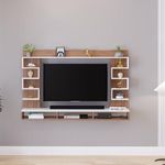 FURNEASER Cabiar Engineered Wood Wall Mount TV Unit/Set Top Box Stand with Display Shelves/Modern Tv Rack/Cabinet (Exotic Teak & White Finish) for 42 & 43 inch TV