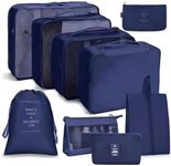 NEXNEOM Packing Cubes Blue Pack 9 - Multifunctional Clothing Sorting Package - Compression Packing Cube Nylon & Polyester Storage Bags Organisers - Waterproof Travel Packing Cube Set for Suitcase