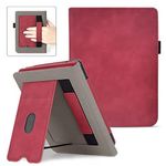 DUEDUE Stand Case for Kobo Clara 2E, Premium Leather Protective Cover with Hand Strap/Card Slot/Auto Wake/Sleep for 6" Kobo Clara 2E eReader 2022 for Women Girls, Wine Red