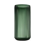 Dinyeo Large Cylinder Ribbed Green Glass Flower Vase for Farmhouse Dining Table Centerpieces Decor