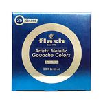 Flash Metallic Gouache Paint Set | 25 Colors | 25 ml, 0.8 fl oz Each | Metallic Finish | Rich Pigments Vibrant Non Toxic Paints for Professional Artists Hobby Painters & Kids (Metallic Gouache-Set of 25 Colours)