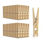 Bamboo Pegs - Pack of 100 | Wooden Clips | Strong Clothes Peg for Washing Lines | Arts Crafts & Photo Hanging Crafting | Washing and Laundry Clothespins | Pukkr