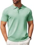 COOFANDY Mens Knit Polo Shirts Casual Short Sleeve Classic Polo Shirts Button Down Golf Shirts Green