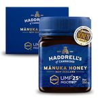 HADDRELL'S Certified Manuka Honey UMF 25+ (Ultra Premium), MGO 1220 mg/kg, 250gr (0.55lb), Product of New Zealand, UMF License # 1027