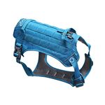 Kurgo RSG Dog County Harness, Comfortable Padded Dog Hiking Harness, Adjustable, MOLLE Compatible, Large-Coastal Blue