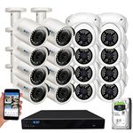 GW Security Inc 16CHE2 16 Channel H.264 960H and D1 Real-Time DVR with 16 x 1/4 Inches Aptina CMOS Camera 850 TVL Vari-Focal Lens Security Camera System (Black/White)