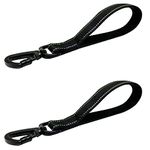 SHENGDING 2 Pieces 12 Inches Short Dog Leash High Strength Nylon Reflective Webbing with Padded Handle and Locking Buckle for Medium and Large Dogs (Black)