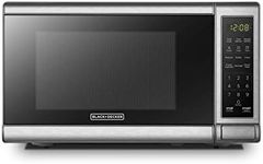 BLACK+DECKER EM720CB7 Digital Microwave Oven with Turntable Push-Button Door, Child Safety Lock, 700W, Stainless Steel, 0.7 Cu.ft