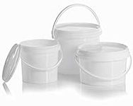 B2C Plastic Buckets Tubs White Containers Tamper Evident Lids 0.5L 1L 3L 5L 10L 25L (1, 3L)