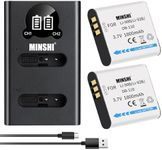 MINSHI LI-90B (2 Pack) + Quick Charger Set Replacement Battery Compatible with Olympus Tough TG-6 Stylus SH-1 SH-2SH-3 TG-1 TG-2 TG-3 TG-4【3.7V 1800mAh】 High Performance Compatible Camera Battery