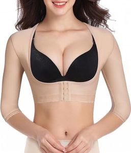 BRABIC Upper Arm Shaper Post Surgical Slimmer Compression Sleeves Posture Corrector Tops Shapewear for Women (Beige, 3XL)