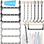Closet Organizer,12 Pack Stronger Closet Organizers and Storage Clothes Hanger with 5 Holes Closet Storage for Heavy Clothes,Dorm Room Essentials Magic Closet Organization Durable Space Saving Hangers