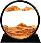 Virahi Sand Art 3D Natural Landscape Showpieces for Home Decor, Antique Gifts for Kids, Office Desktop Decoration, Desk Table Decorative Items, Moving Sand Art Picture, Glass Liquid Painting (Orange)