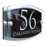 MODERN HOUSE SIGN PLAQUE DOOR NUMBER STREET GLASS EFFECT ACRYLIC ALUMINIUM NAME