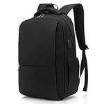 Backpack, Business Travel Backpack with Charging Port, Water Resistant Rucksack, Anti-Theft Backpack for Men Women, Fits 15.6-inch School Bag-Black