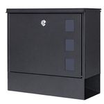 Locking Mailbox Wall Mounted - Jssmst mailboxes with Key Lock (Large, Black)