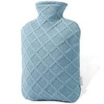 FORICOM Hot Water Bottle with Soft Cover 2.0L Large Classic BPA Free Hot Water Bag for Neck, Shoulder Pain and Hand Feet Warmer, Menstrual Cramps, Hot Compress and Cold Therapy (Sky Blue)