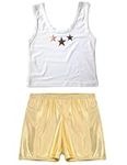 Womens Metallic Gold Shorts and Tank Set, Custom Handmade Party Costume for Women and Girls (M, Gold)