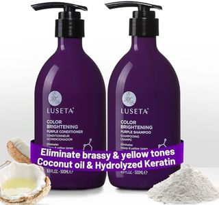 Luseta Purple Shampoo and Conditioner Set for Blonde, Gray - Color Treated Hair - Sulfate Free Paraben Free - Infused with Cocos Nucifera Oil for Curly and Damaged Hair - 2x16.9oz