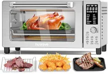 Nuwave Bravo Pro Smart 21QT Toaster Oven Air Fryer Combo, Convection Oven Countertop, 12 functions all in 1, with even & quick crisp technology, 50-450°F, 1800W, Stainless Steel