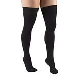 Truform 20-30 mmHg Compression Stockings for Men and Women, Thigh High Length, Dot Top, Closed Toe, Black, Large