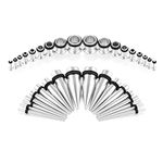 Huacan 36Pcs Ear Stretchers kit 1.6mm-10mm Ear Taper Surgical Steel Tunnel Set