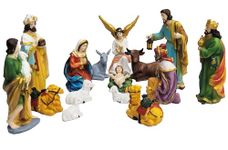 Christmas Nativity Set/Crib Set - 15 pcs Crib Statue Set | Baby Jesus, Joseph & Mary, 3 Kings, Shepherd & Others (15 cm)