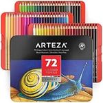 ARTEZA Colouring Pencils, Professional Set of 72 Colours in a Tin Box, Soft Wax-Based Cores, for Drawing, Sketching & Shading