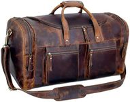 28" Vintage Duffel Classic Style with Modern Outlook Retro Thick Full Grain Cowhide Handmade Airplane Underseat Carry On Bags Leather Gym Overnight Luggage Bag (24 inch)