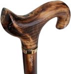 TAMAKA® Gents Handcrafted Scorched Handle Wooden Derby Cane With Collar Walking Stick Mens Ladies - 94cm (37")