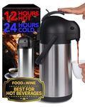 2.2L/74Oz Stainless Steel Thermal Coffee Carafe - Insulated Coffee/Tea/Hot Water Dispenser Airpot - 12 Hour Heat / 24 Hour Cold Retention - Coffee Warmer Drink Dispenser, Coffee Carafe - Cresimo