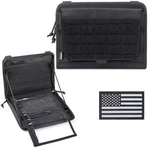 WYNEX Tactical Folding Admin Pouch, Molle Tool Bag of Laser-Cut Design, Utility Organizer EDC Medical Bag Modular Pouches Tactical Attachment Waist Pouch Include U.S Patch (Black (Upgrade))