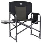 TIMBER RIDGE Lightweight Oversized Camping Chair, Portable Aluminum Directors Chair with Side Table for Outdoor Camping, Lawn, Picnic and Fishing, Supports 400lbs (Black)