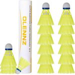 OLENNZ Badminton Birdies Shuttlecocks High quality Plastic Shuttlecocks Pack of 12 Durable and Stable for Indoor and Yellow