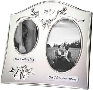 Haysom Interiors Traditional Two Tone Silver Plated 25th Silver Anniversary Double Picture Frame
