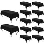 12 Pack Black Tablecloth-60 x 126Inch Rectangle Tablecloth Polyester Table Cloth for 8 Feet Rectangle Tables,Washable Fabric Table Cover for Wedding/Buffet Party/Dining Table/Events…